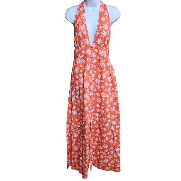 Billabong x Wrangler Women's Large Hung Up Dress Fireside Floral Print  Peach - Picture 4 of 12